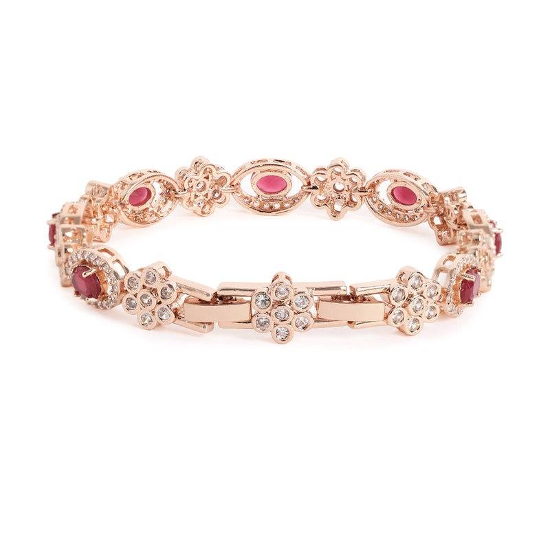 Rose Gold Plated Cz Tennis Bracelet For Women | Elegant Wear : AD-142-RGRBBR
