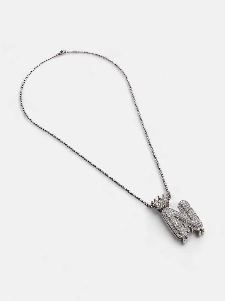 Men'S The Drip Alphabet Pendant Necklace - Metallic Silver : FANC1096-N