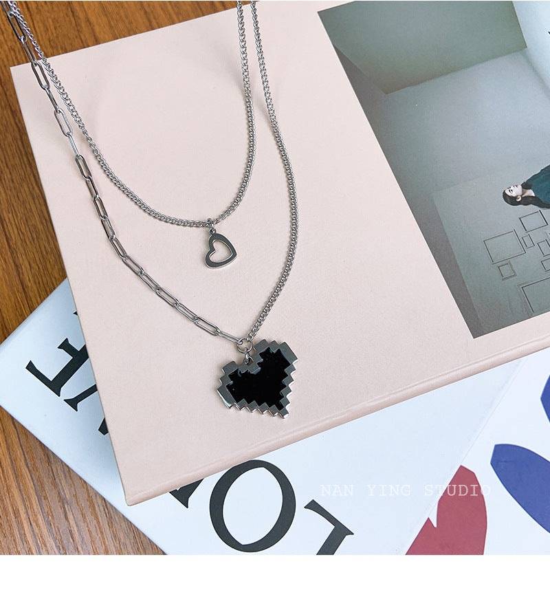 Palpita Layered Necklace : NS12277-S-BLK
