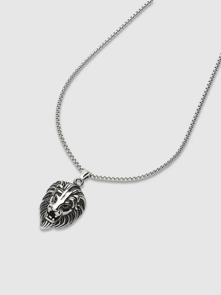 Men'S Lion Pendant Necklace - Silver : FAPD1088