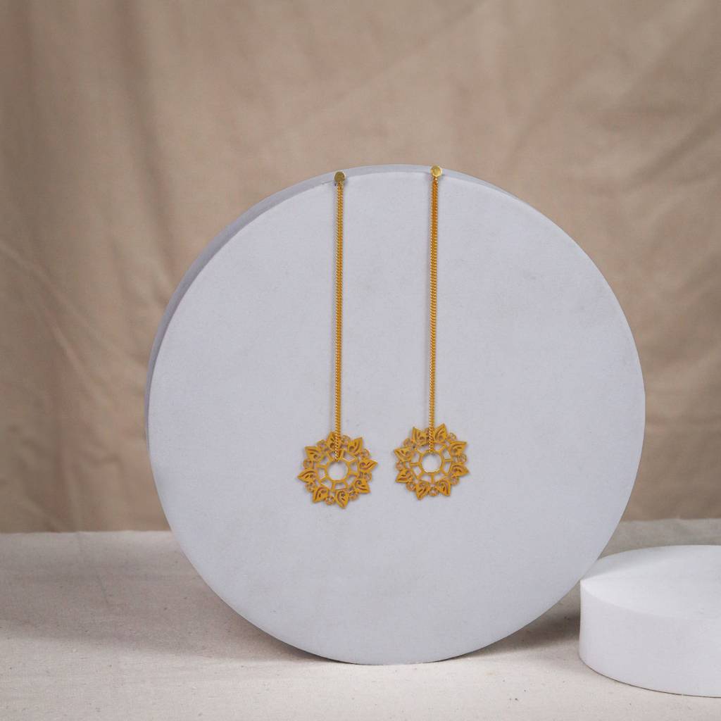 Silver Abstract Filigree Dangler Earring |  92.5 Silver | 22K Gold Plated : 02566551