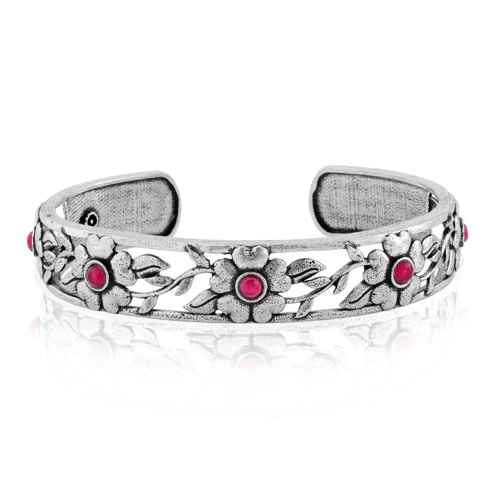 Phulwari Gulika Floral Oxidised Cuff Bracelet : 8905124579956