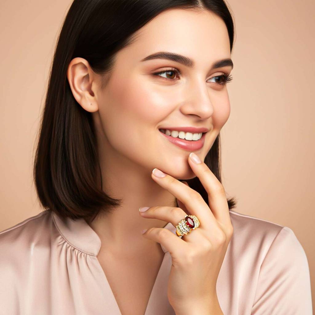 Silver Ruby Vintage Style Ring : ZLR-1236-10