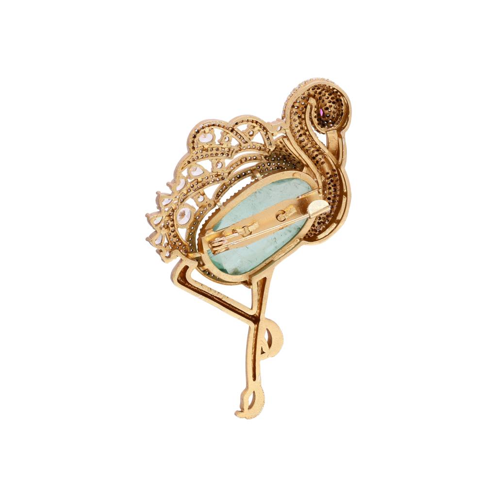 Premium Diamond Studded Unisex Swan Brooch With Hydro : 900007
