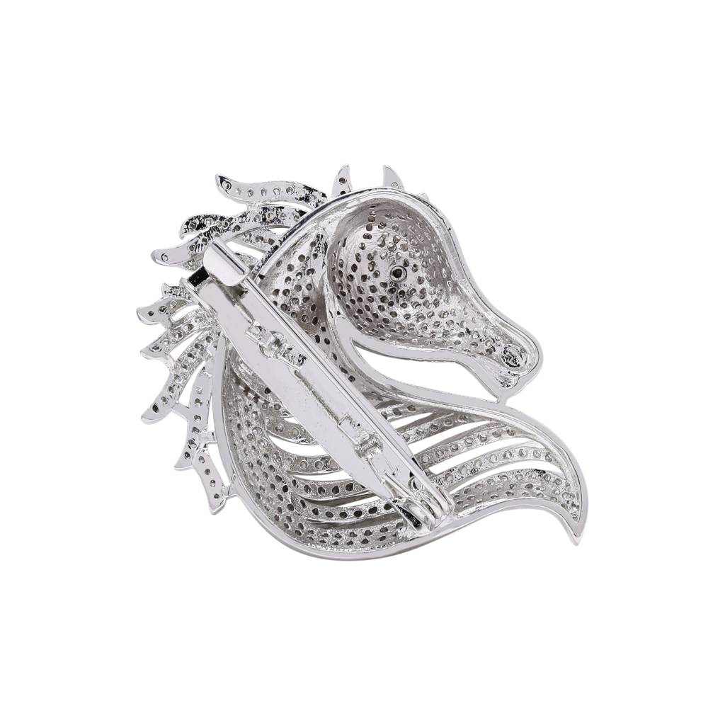 Micro Setting Diamond Studded Lucky Horse Unisex Brooch For Men And Women : 900014