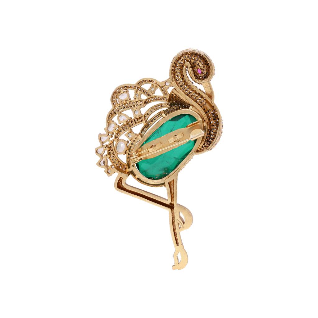 Premium Diamond Studded Unisex Swan Brooch With Hydro : 900006