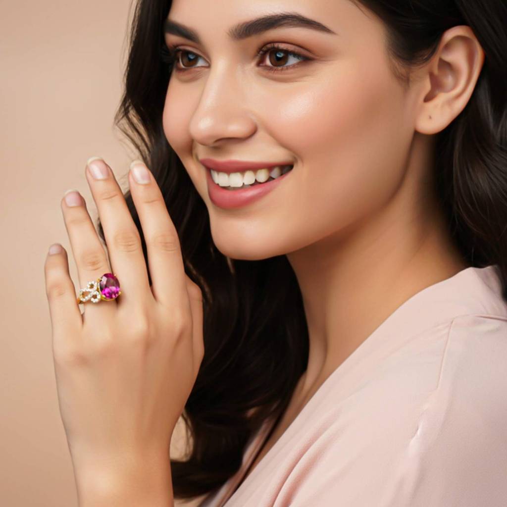 Silver Red Ruby Designer Ring : ZLR-1210-10