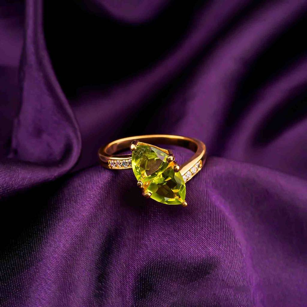 Silver Marquise Peridot Bypass Ring : ZLR-1235-10