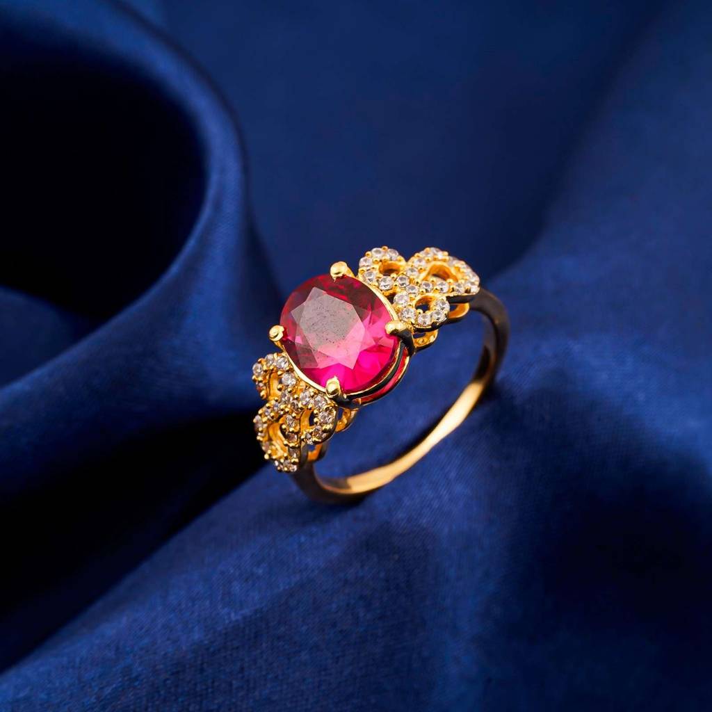 Silver Red Ruby Designer Ring : ZLR-1210-10