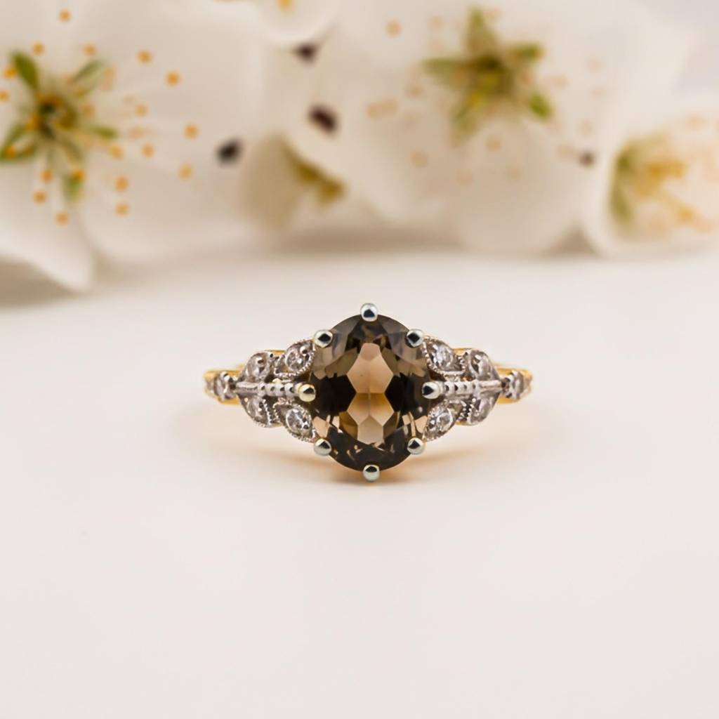 Silver Morganite Oval Halo Ring : ZLR-1198-10