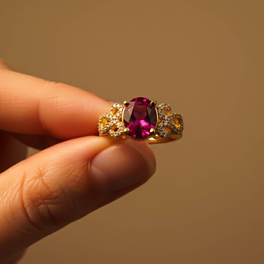 Silver Red Ruby Designer Ring : ZLR-1210-10