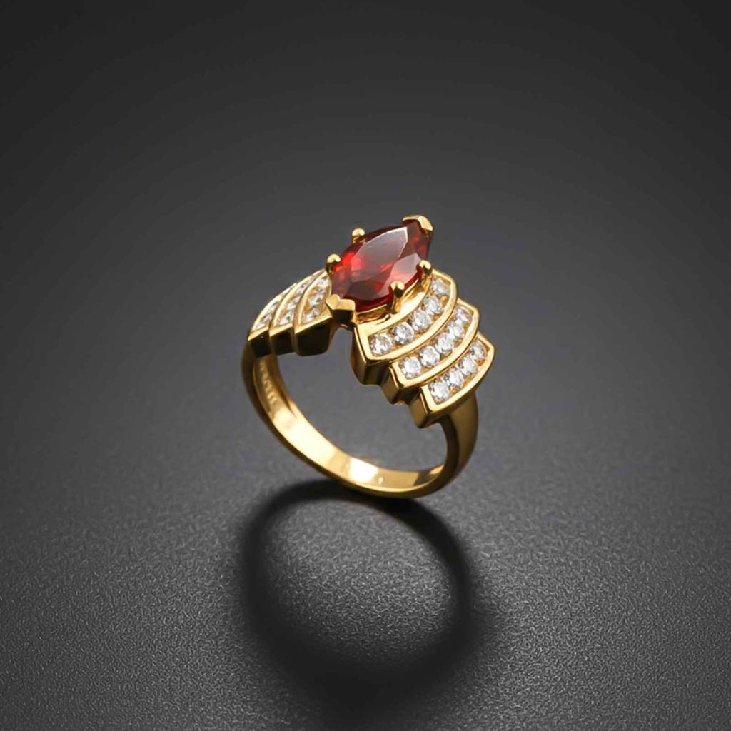 Silver Ruby Vintage Style Ring : ZLR-1236-10