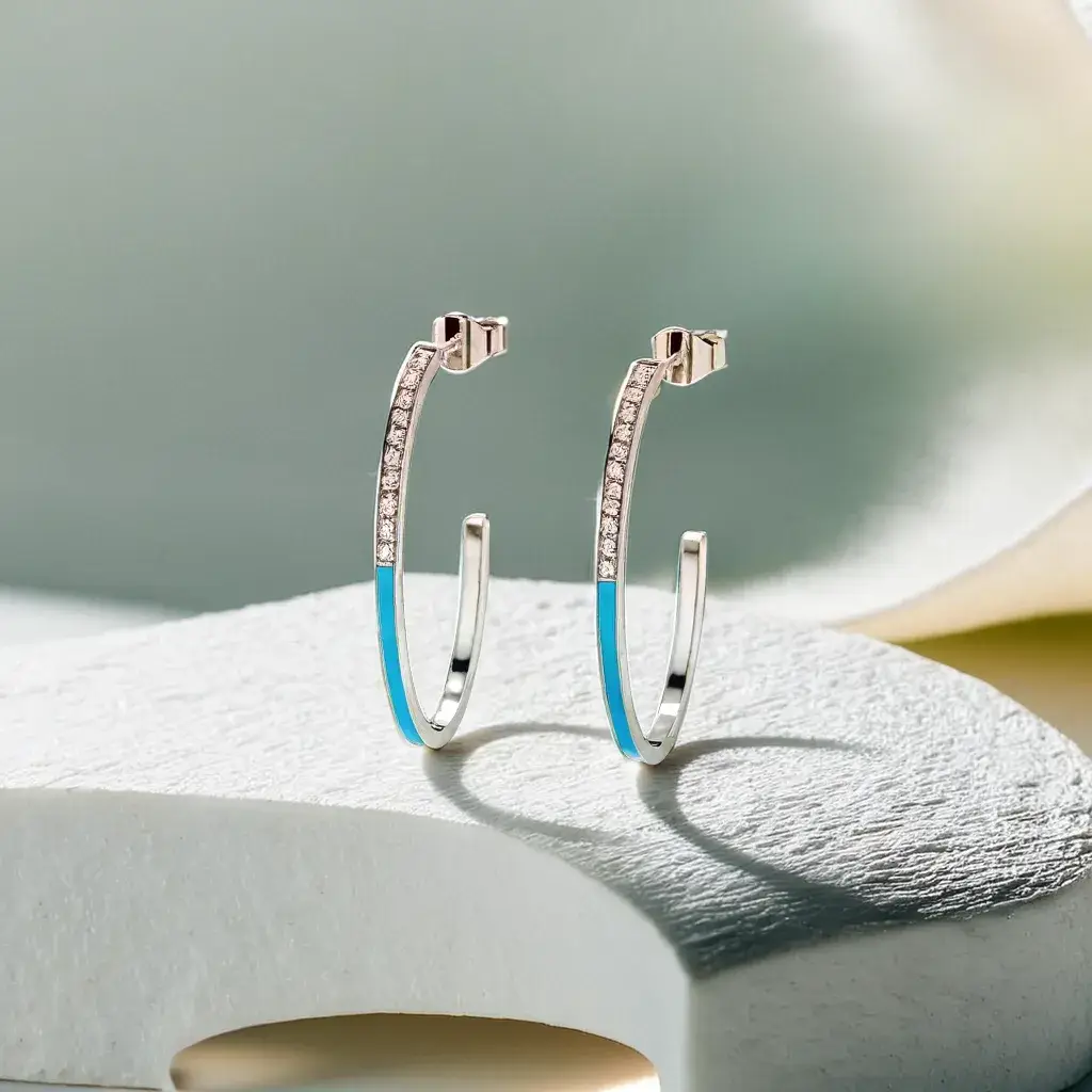 Enamel Horizon - Lab Diamond Hoop Earrings : LLER0113