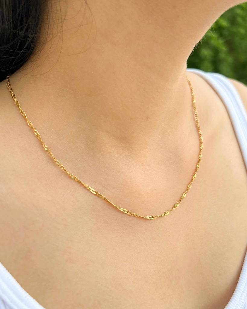 18K Gold Plated Thin Chain, Sia Necklace : N3