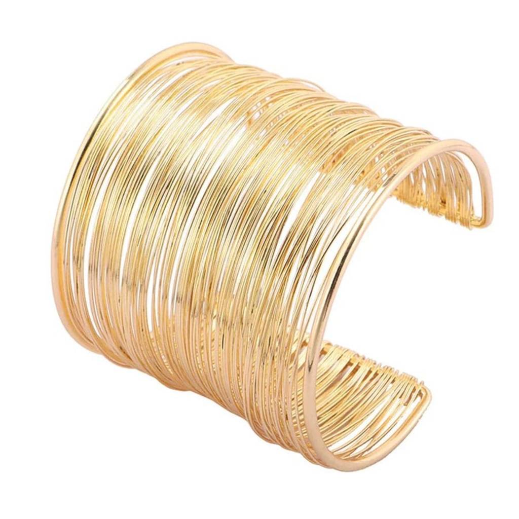 18K Gold Plated Multi-Wire Open Cuff Bangle Bracelet : RJFSBR80
