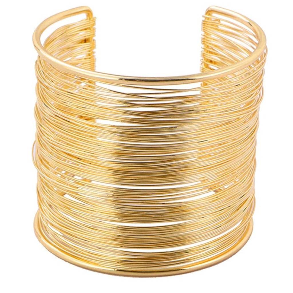 18K Gold Plated Multi-Wire Open Cuff Bangle Bracelet : RJFSBR80