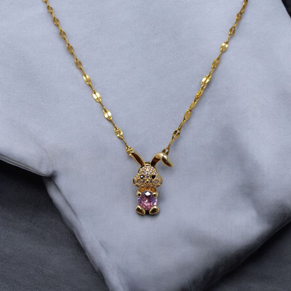 Astria Bunny Blush Luxe Set (Necklace + Earrings + Heart Ring) : AST-NEK-0013AST-EAR-0027AST-RIN-0024