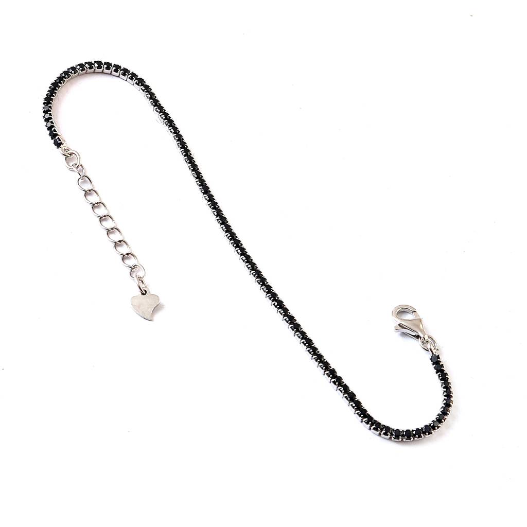 Black Stone Tennis Bracelet – Sterling Silver Adjustable Bracelet For Men & Women : ZIRAK-Bracelet-089