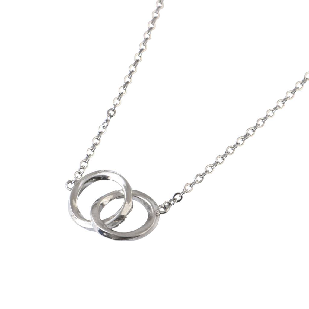 925 Sterling Silver Interlocking Rings Necklace With Cz Accent : ZIRAK-Pendant-135