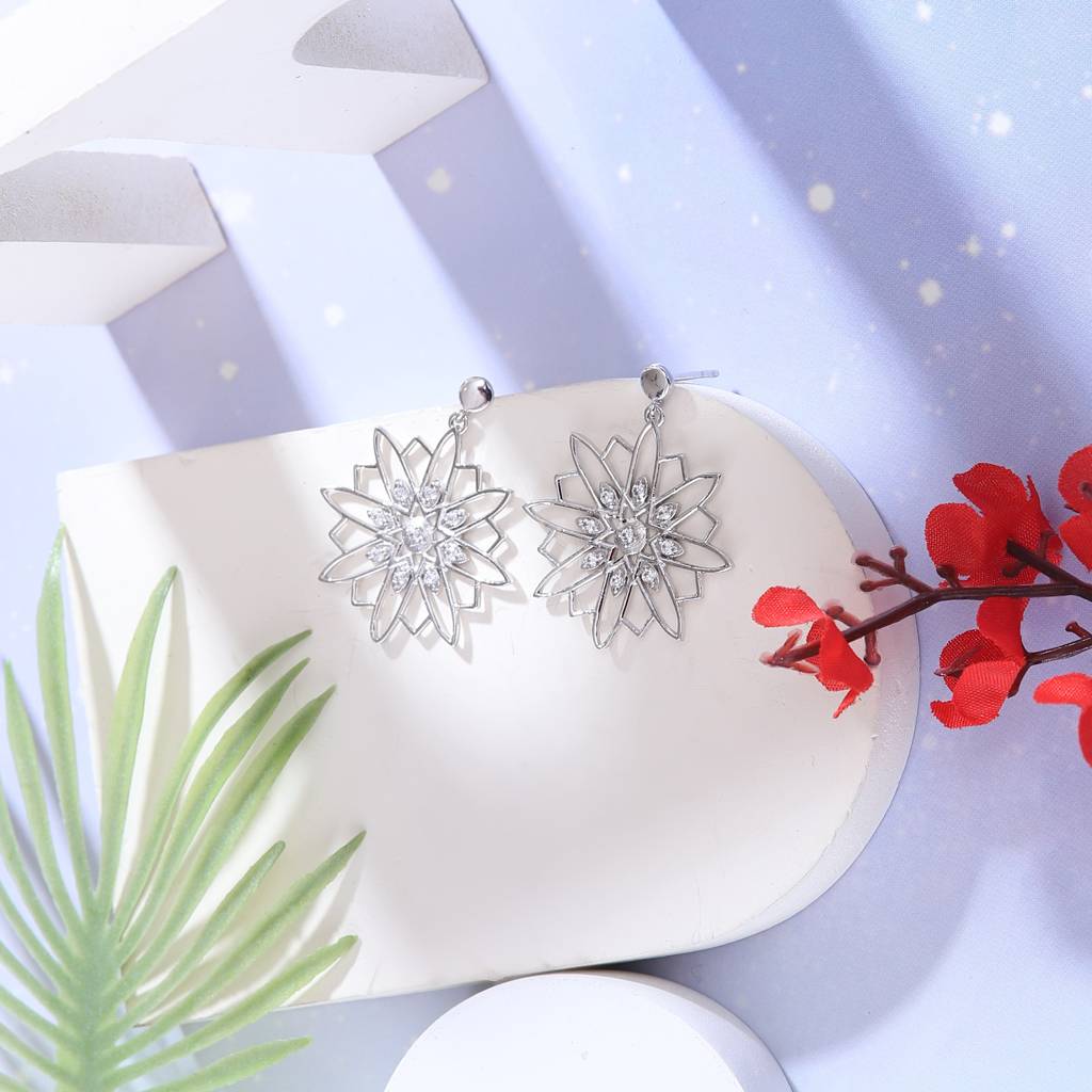 Iski Uski 925 Sterling Silver Majestic Sun Drop Earrings