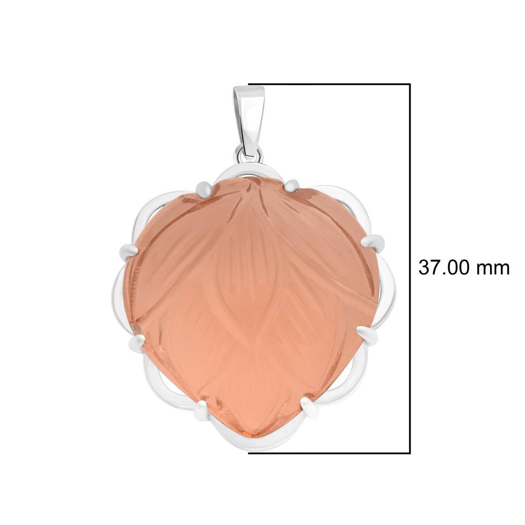 Hand Carved Peach Stone Pendant | 925 Sterling Silver Pendant : RJ-PND-29