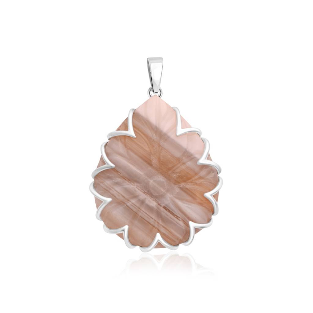 Carved Agate Floral Pendant : RJ-PND-07