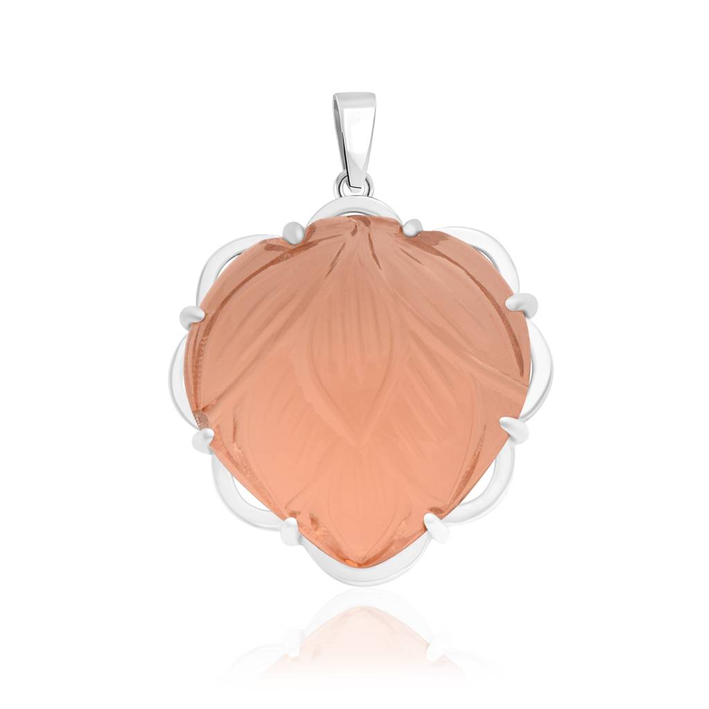 Hand Carved Peach Stone Pendant | 925 Sterling Silver Pendant : RJ-PND-29