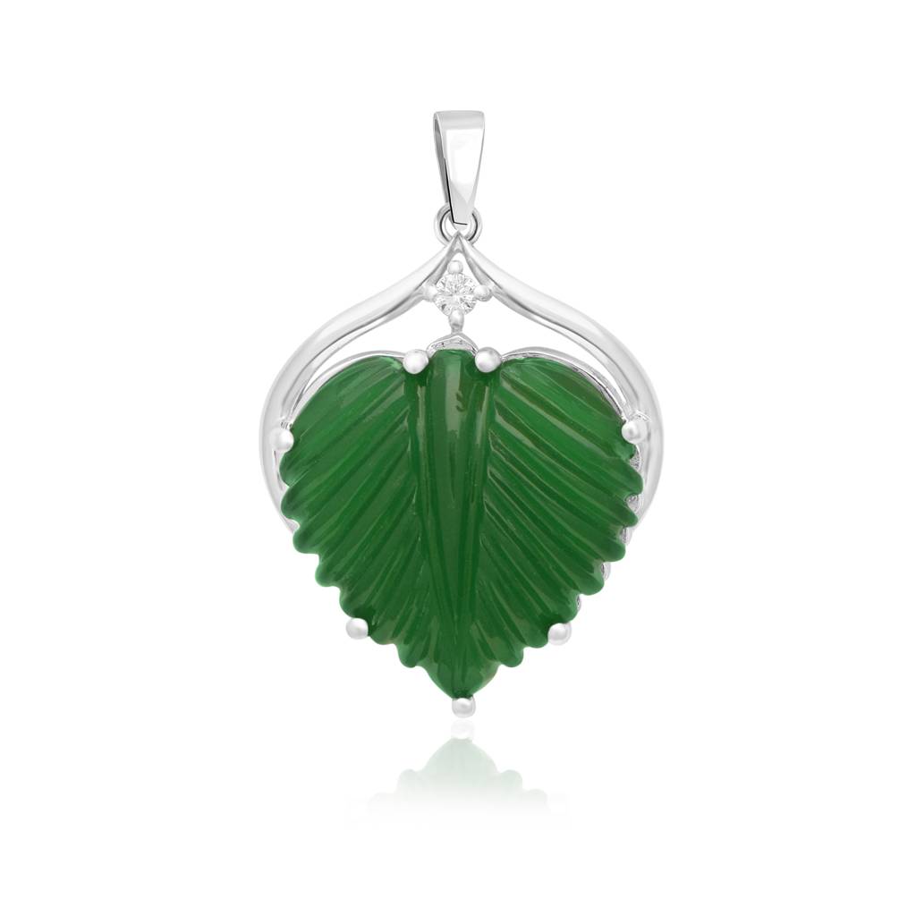 Handcarved Green Aventurine Leaf Pendant : RJ-PND-02