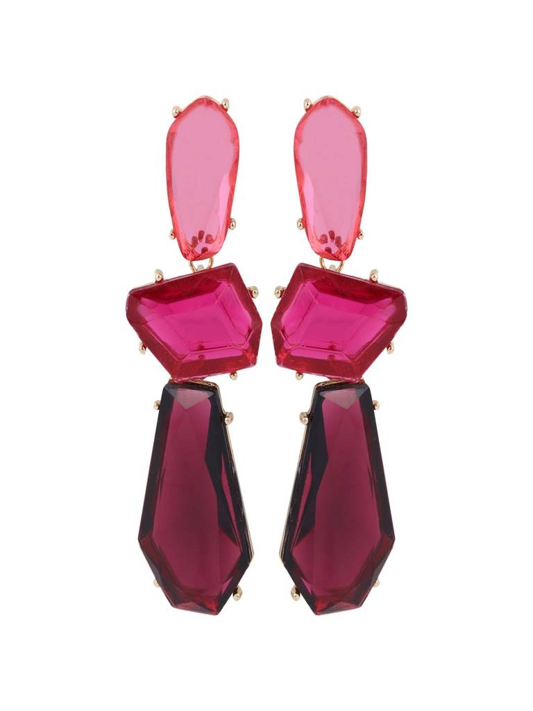 Acrylic Stone Statement Drop Earrings : WER159JMPNK