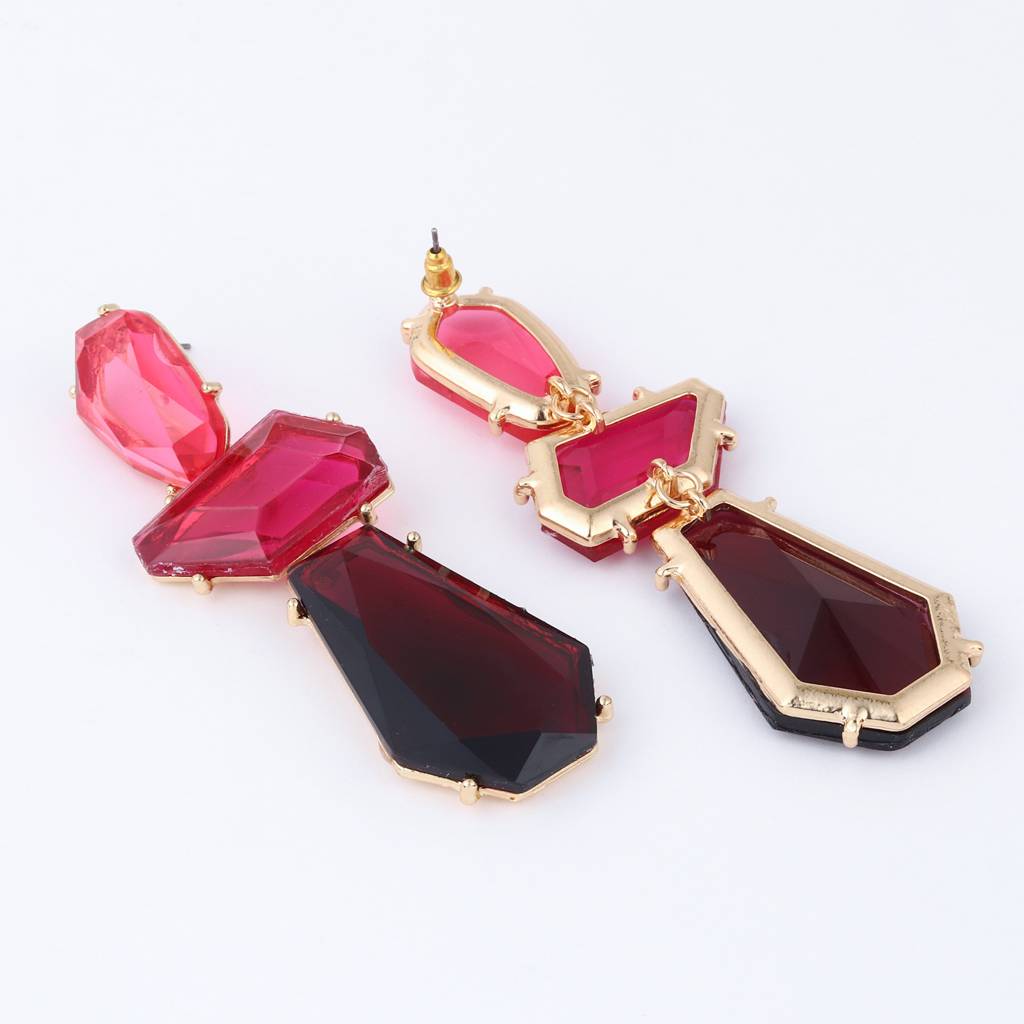 Acrylic Stone Statement Drop Earrings : WER159JMPNK