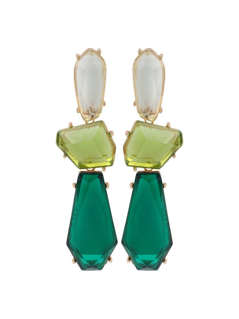 Acrylic Stone Statement Drop Earrings : WER159JMGRN