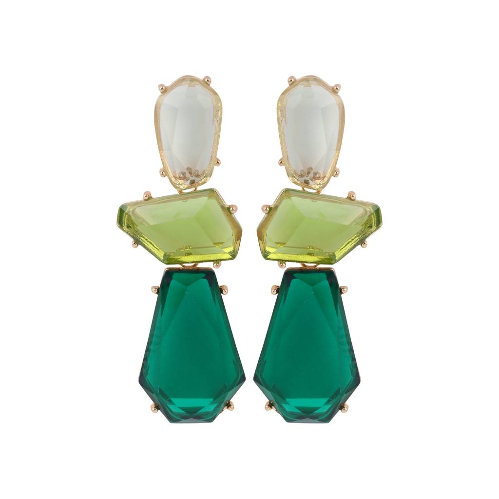 Acrylic Stone Statement Drop Earrings : WER159JMGRN