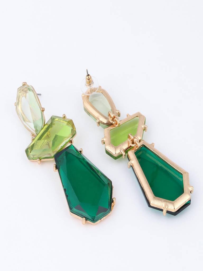 Acrylic Stone Statement Drop Earrings : WER159JMGRN