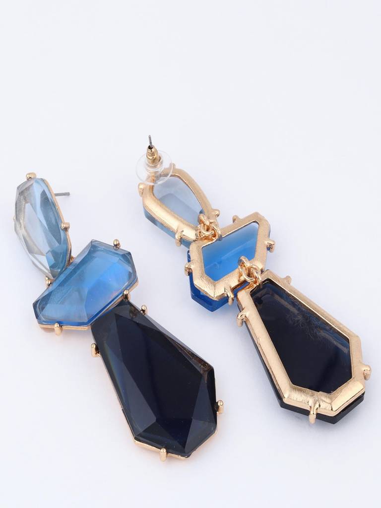 Acrylic Stone Statement Drop Earrings : WER159JMBLU