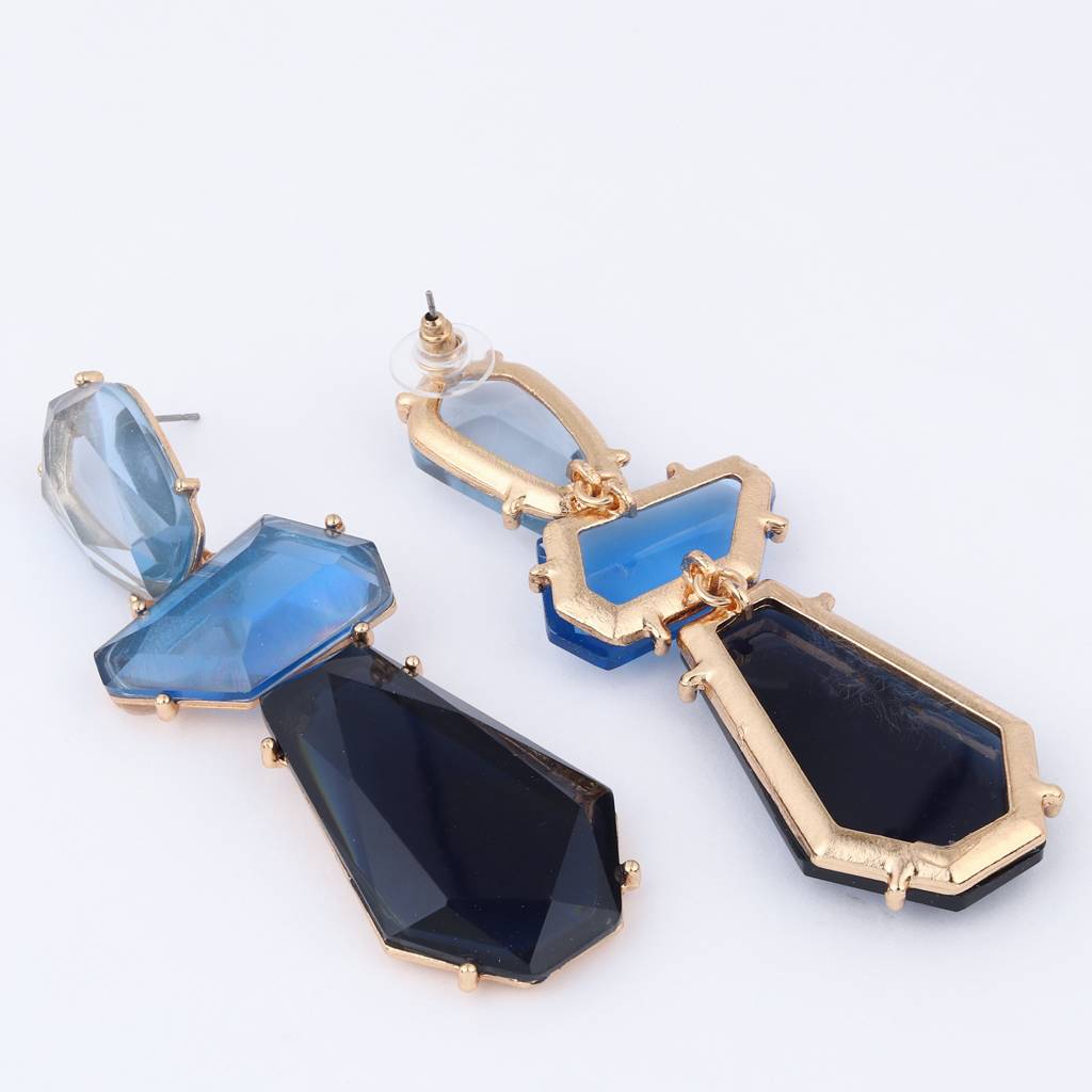 Acrylic Stone Statement Drop Earrings : WER159JMBLU