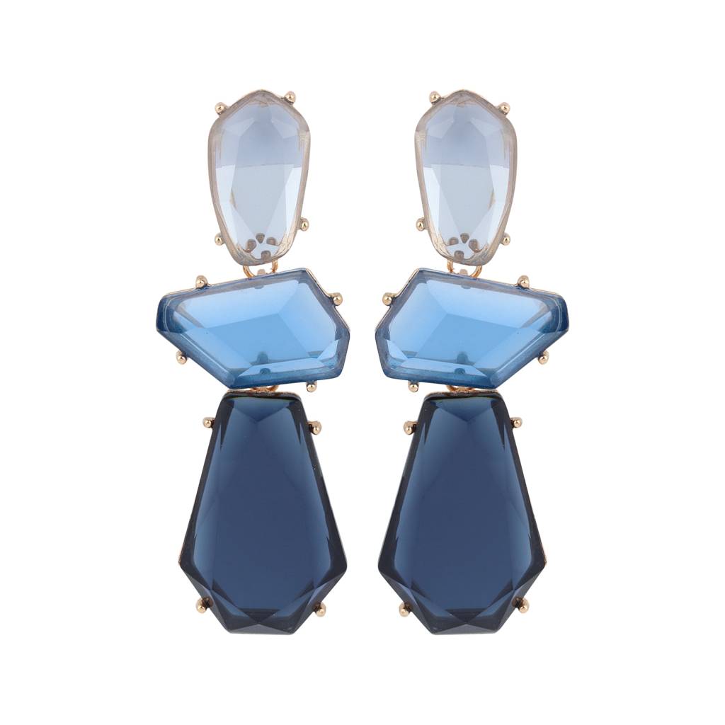 Acrylic Stone Statement Drop Earrings : WER159JMBLU