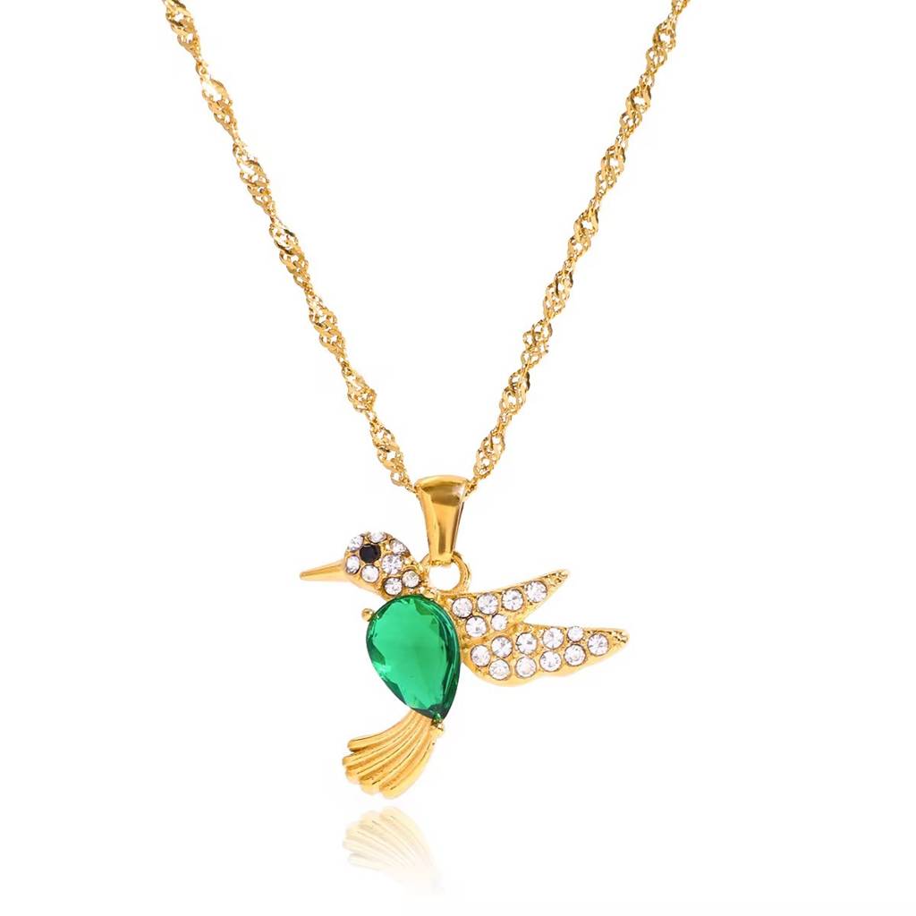 Aurelia Bird Charm Pendant - Skin Safe, Whimsical Everyday Necklace : 100538