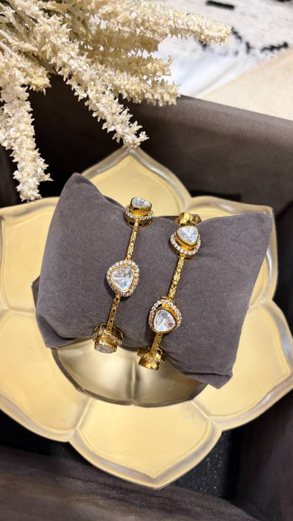 Moissanite Polki Bangle Set : PR-139B