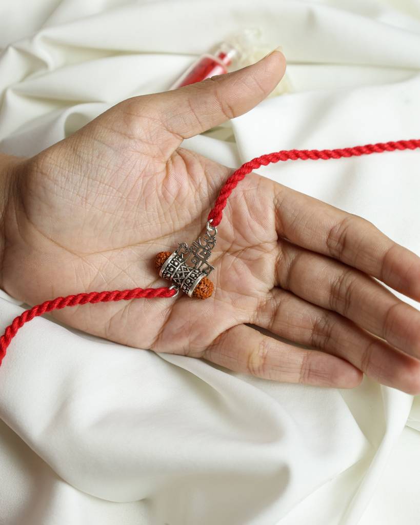 925 Silver Rakhi| Silver Om Namah Shivaay Statement Rakhi : SPRK0141