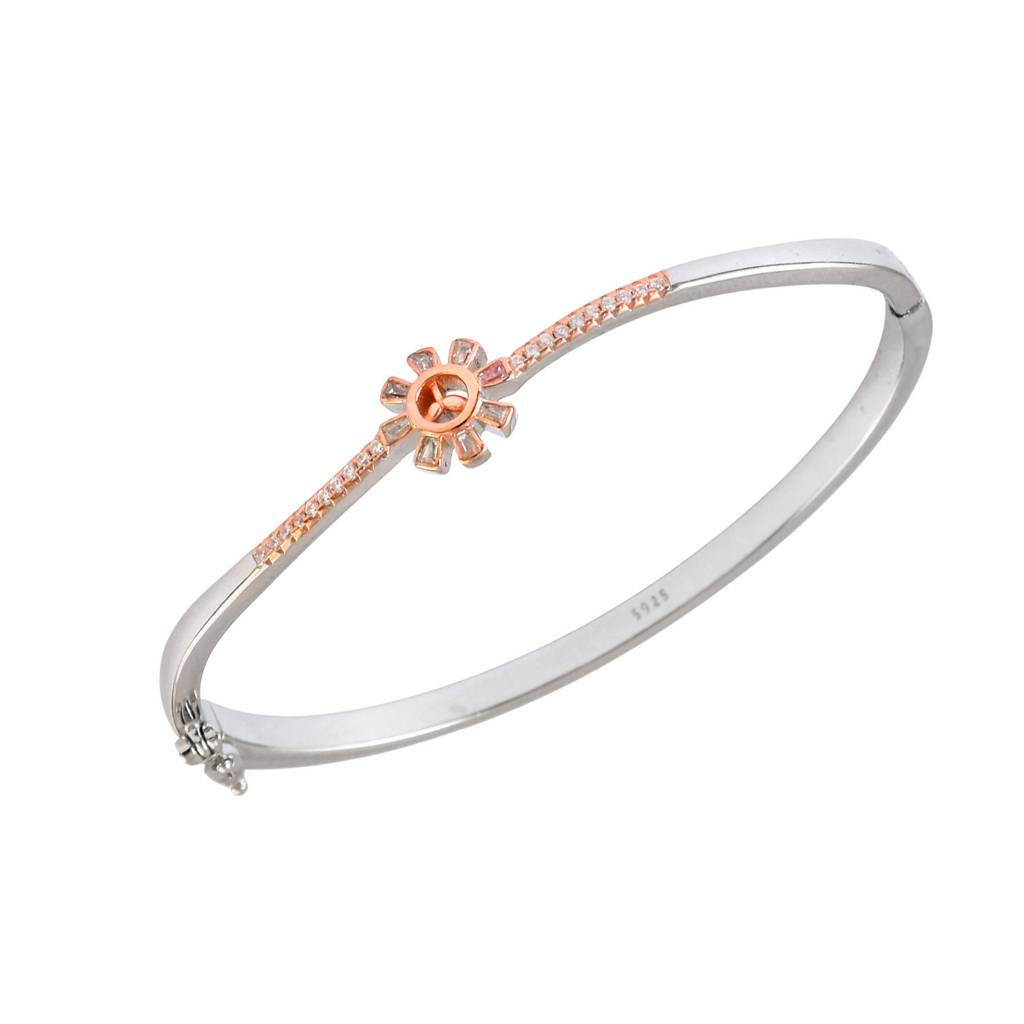 Rose Gold & Silver Sunburst Cz Bracelet In 925 Sterling Silver : ZIRAK-Bracelet-112