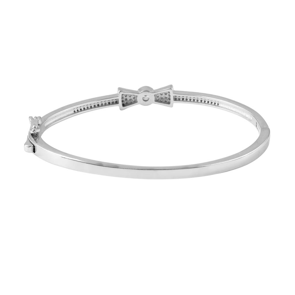 925 Silver Rose-Gold Bow Bangle With Cz Stones : ZIRAK-Bracelet-118