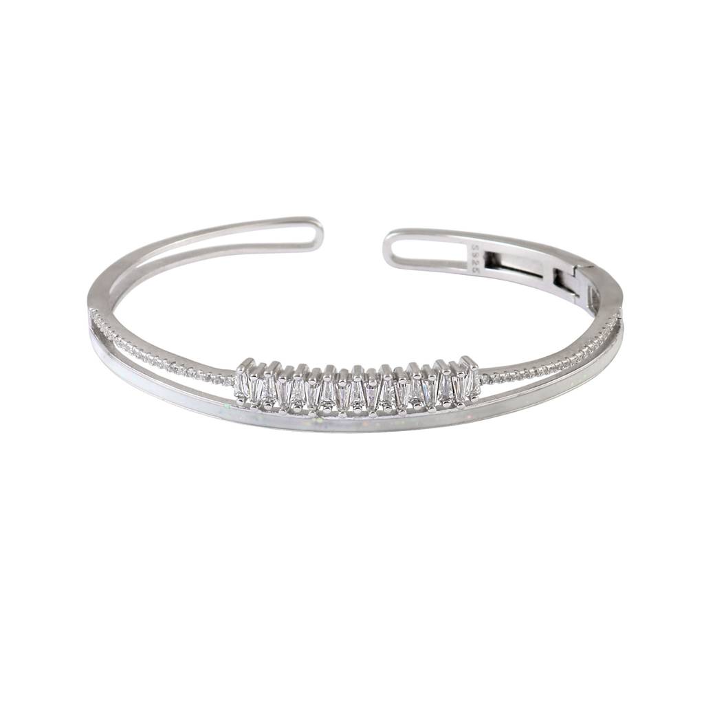 925 Silver Baguette Cz Open Cuff Bracelet : ZIRAK-Bracelet-120