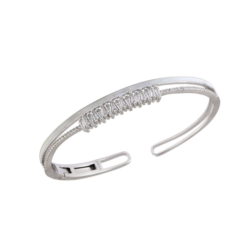 925 Silver Baguette Cz Open Cuff Bracelet : ZIRAK-Bracelet-120