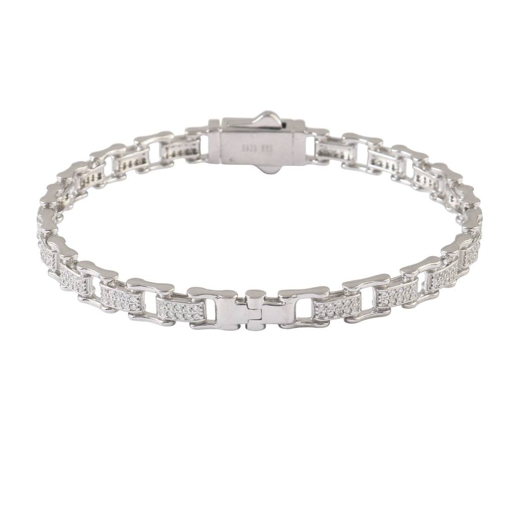 925 Silver Micro-Pavé Box Link Bracelet : ZIRAK-Bracelet-133