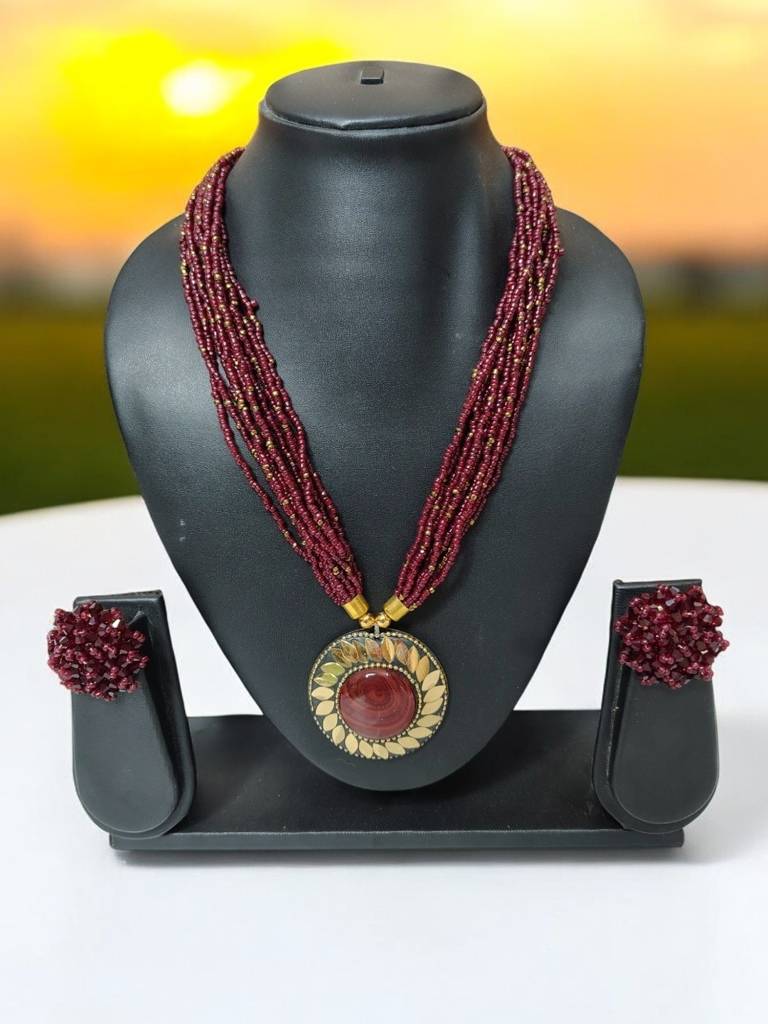 All-Day Statement Beaded Necklace Set : BDE-MRN-TBOL-NWE-138