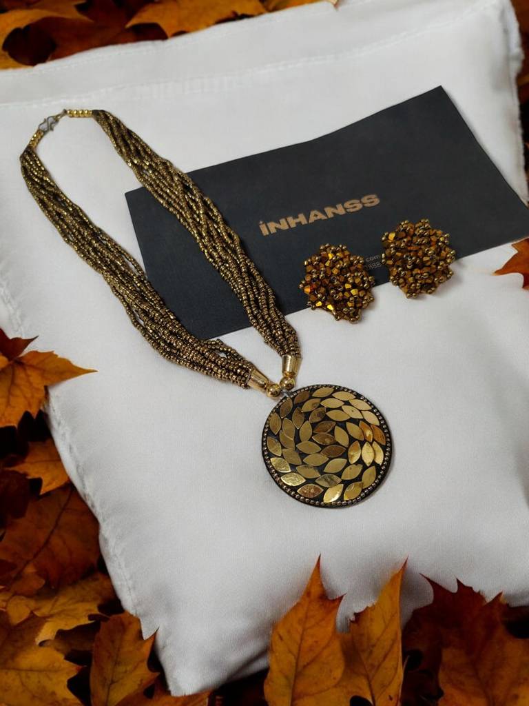 All-Day Statement Beaded Necklace Set : BDE-GLD-TBOL-NWE-007