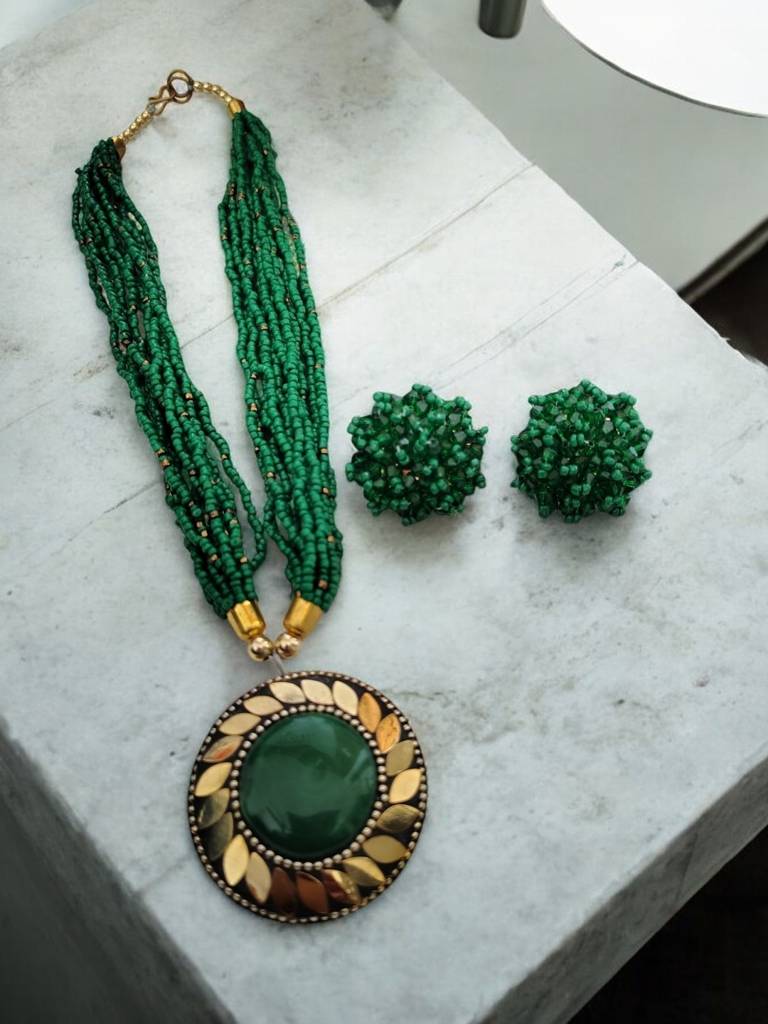 All-Day Statement Beaded Necklace Set : BDE-DGR-TBOL-NWE-139