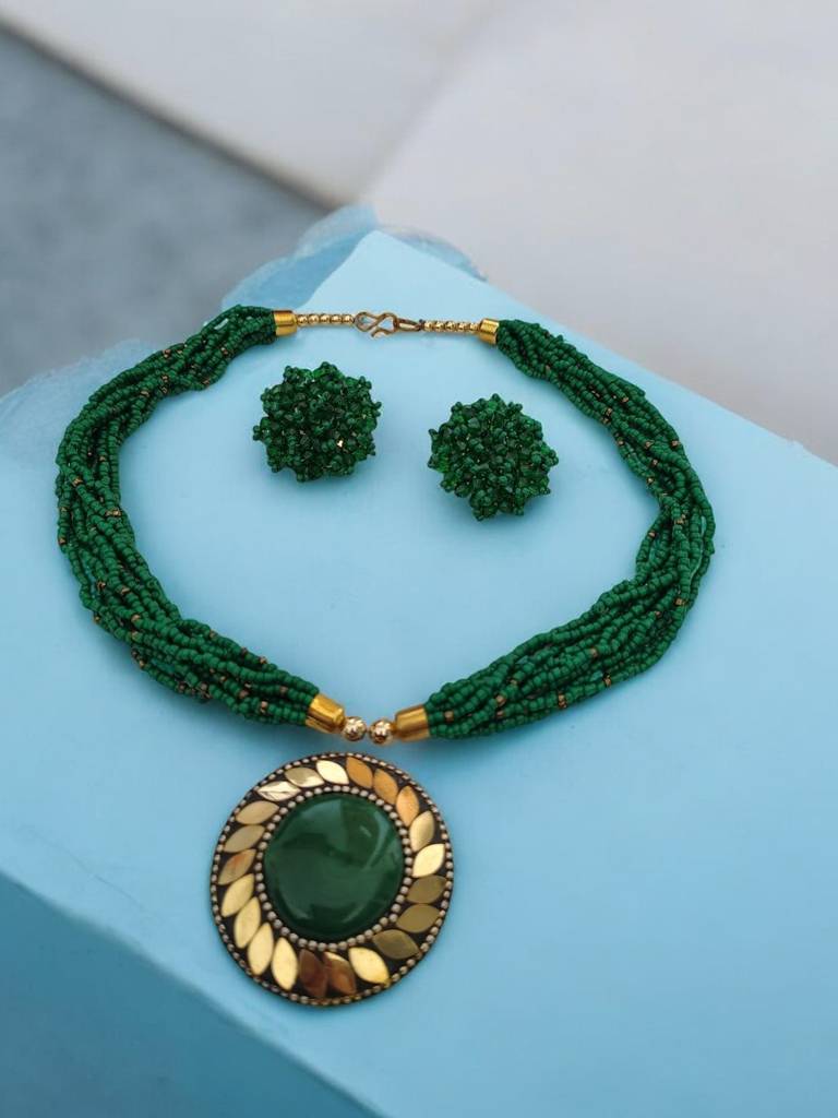 All-Day Statement Beaded Necklace Set : BDE-DGR-TBOL-NWE-139