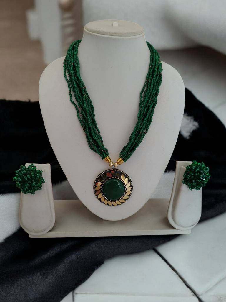 All-Day Statement Beaded Necklace Set : BDE-DGR-TBOL-NWE-139