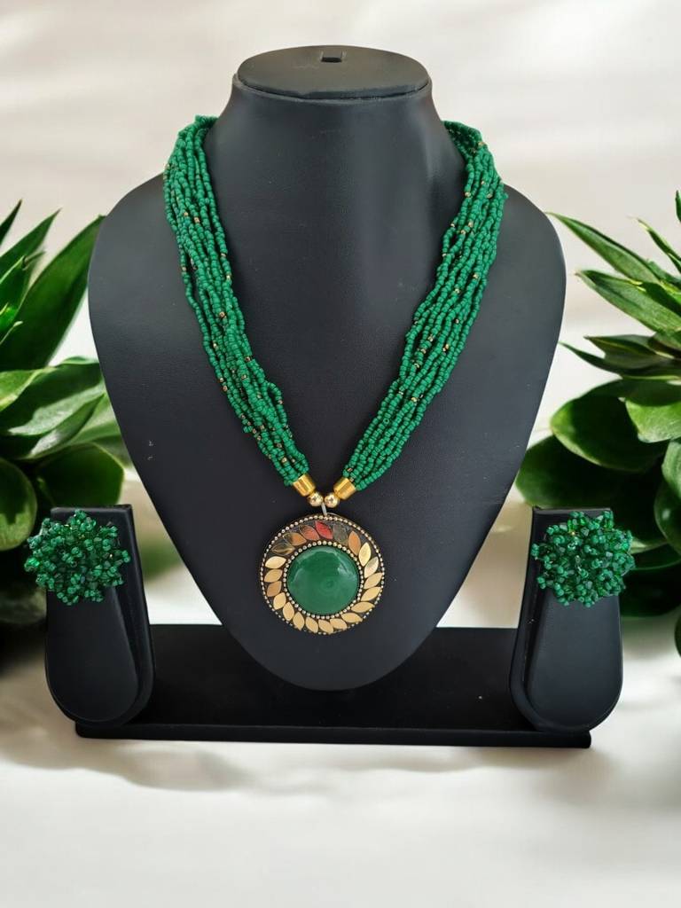 All-Day Statement Beaded Necklace Set : BDE-DGR-TBOL-NWE-139